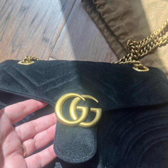 Gucci GG Velvet Marmont Matelasse Small Shoulder cross body Bag Black - Picture 12 of 16